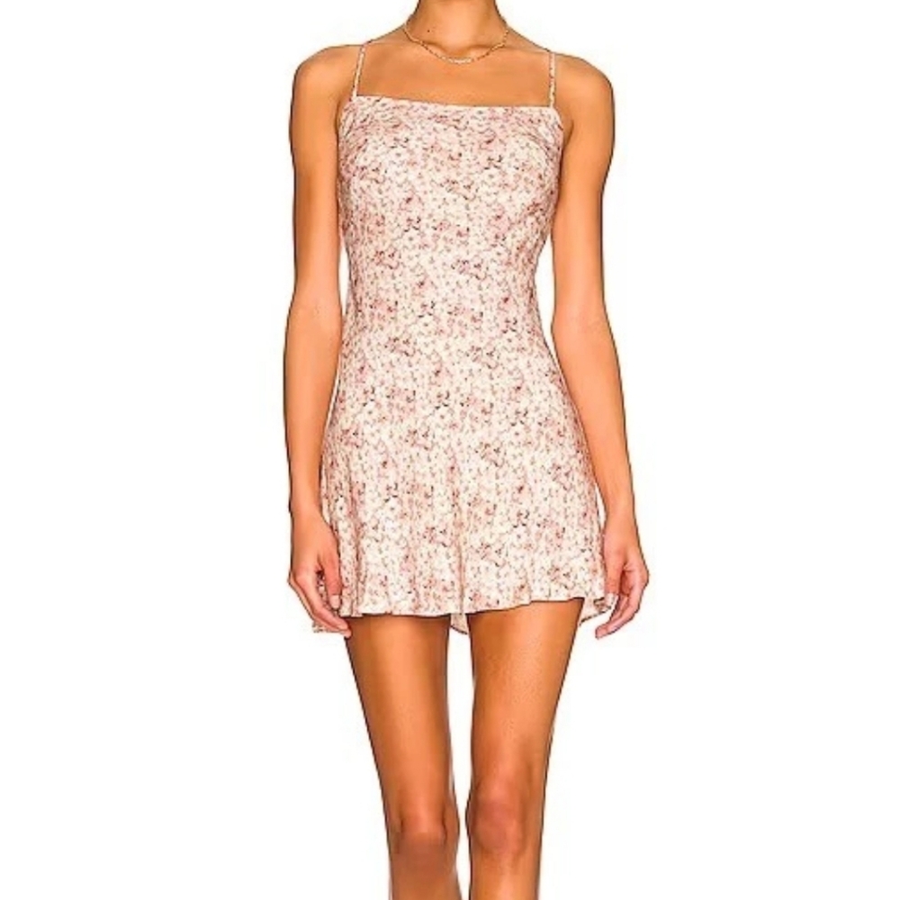 REVOLVE Strapless Floral Dress in Pink and Cream